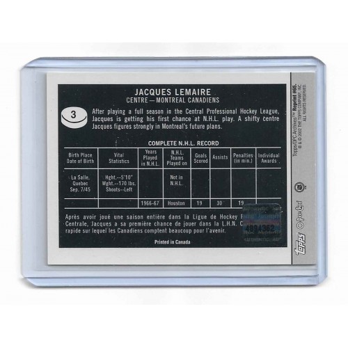 2001-02 Topps Archives Autographs # 65 Jacques Lemaire