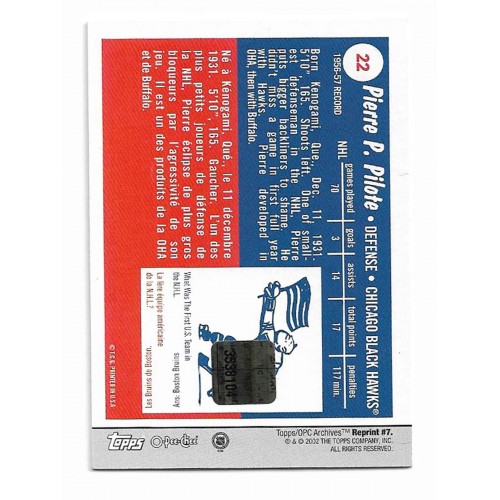 2001-02 Topps Archives Autographs # 7 Pierre Pilote