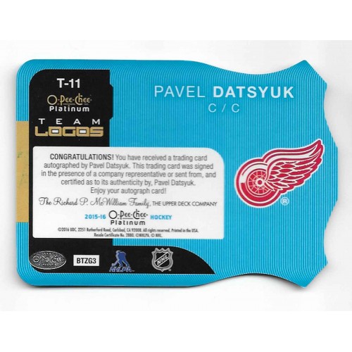 2015-16 O-Pee-Chee Platinum Team Logo Die-Cut Autographs # T-11 Pavel Datsyuk