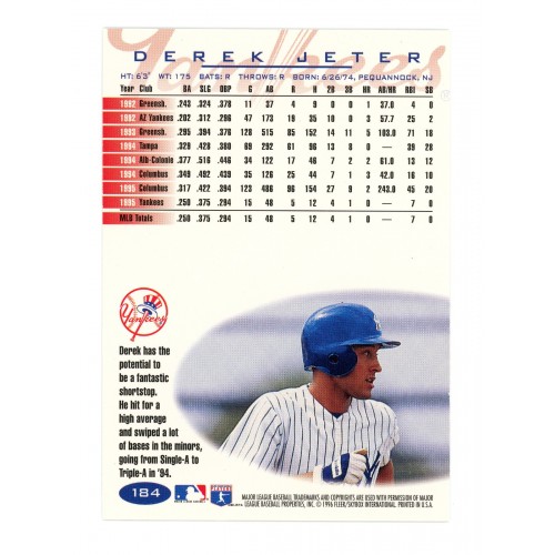 1996 Fleer # 184 Derek Jeter