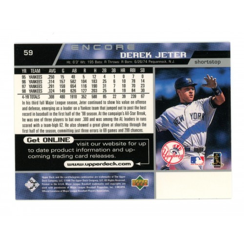 1999 Upper Deck Encore # 59 Derek Jeter