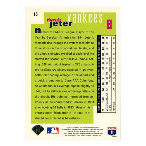 1995 Collector's Choice # 15 Derek Jeter