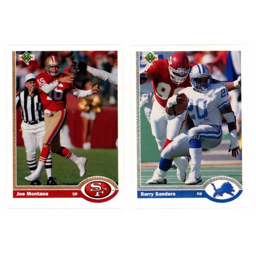 1991 Upper Deck série de 2 cartes Promos  Joe Montana / Barry Sanders