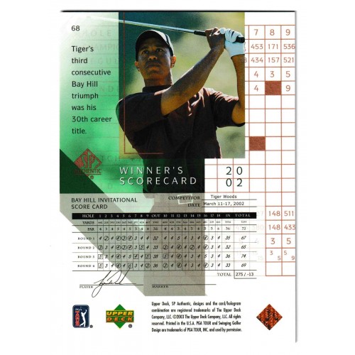 2003 SP Authentic # 68 Tiger Woods /3499