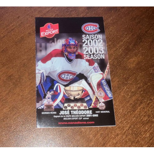 2002-03 Montreal Canadiens Pocket Schedule