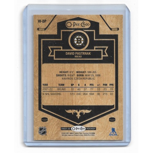 2022-23 O-Pee-Chee Woodies # W-DP David Pastrnak