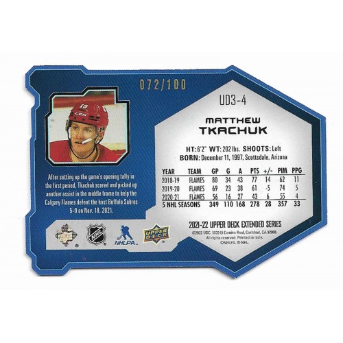 2021-22 Upper Deck Extended UD3 Gold # UD3-4 Matthew Tkachuk