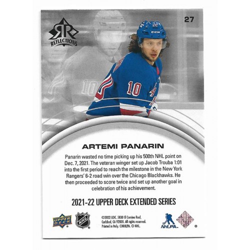 2021-22 Upper Deck Extended Reflections Gold # 27 Artemi Panarin /50