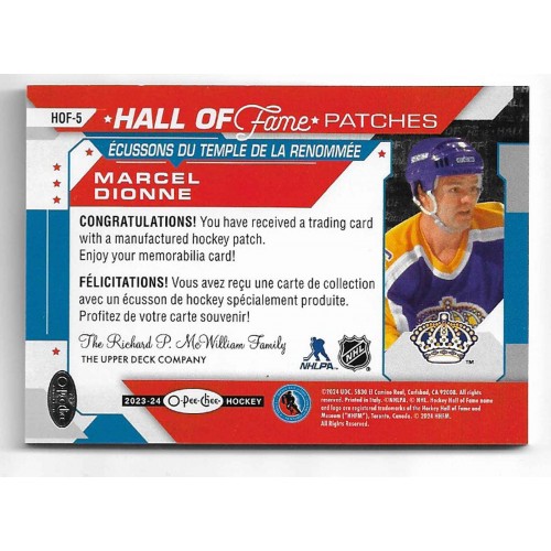 2023-24 O-Pee-Chee Hall of Fame Patches # HOF-5 Marcel Dionne