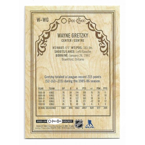2023-24 O-Pee-Chee Variation Wood # W-WG Wayne Gretzky