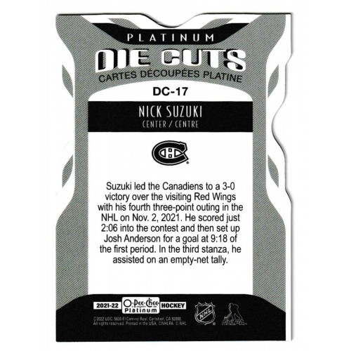 2021-22 O-Pee-Chee Platinum Die-Cuts # DC-17 Nick Suzuki