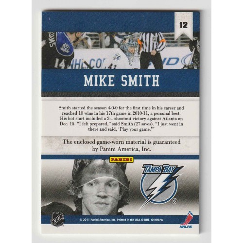 2010-11 Panini All Goalies Stopper Sweaters # 12 Mike Smith