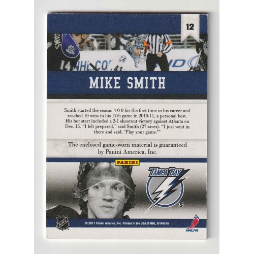 2010-11 Panini All Goalies Stopper Sweaters # 12 Mike Smith