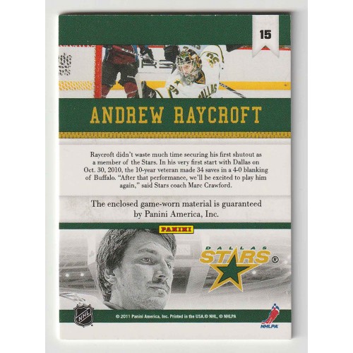 2010-11 Panini All Goalies Stopper Sweaters # 15 Andrew Raycroft
