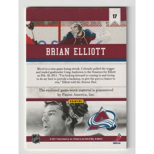 2010-11 Panini All Goalies Stopper Sweaters # 17 Brian Elliott