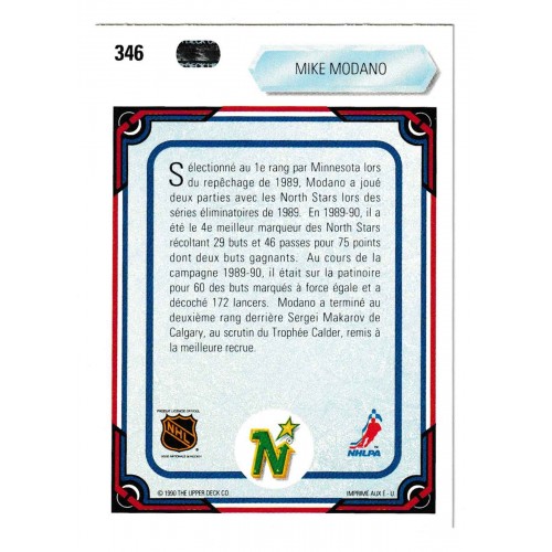 2010-11 Upper Deck French 1990-91 20th Anniversary Buybacks # 346 Mike Modano RC