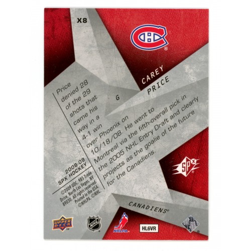 2008-09 SPx SPXcitement # X8 Carey Price /999