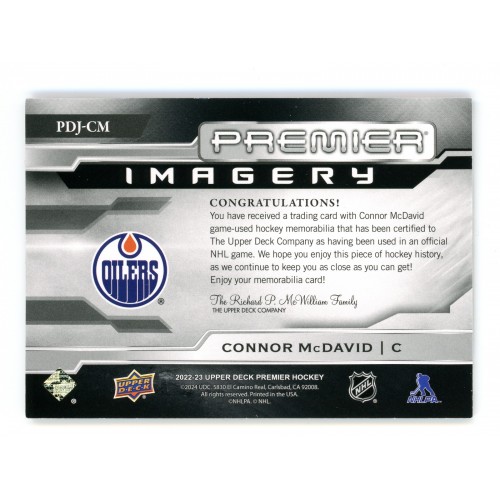 2022-23 Upper Deck Premier Imagery Jersey # PDJ-CM Connor McDavid /300