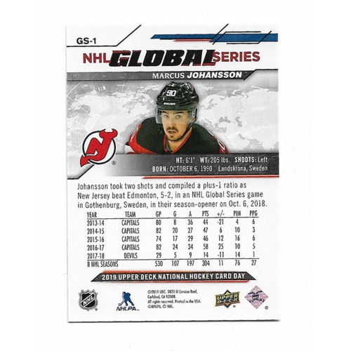 2018-19 Upper Deck National Hockey Card Day Canada Global Series # GS-1 Marcus Johhansson
