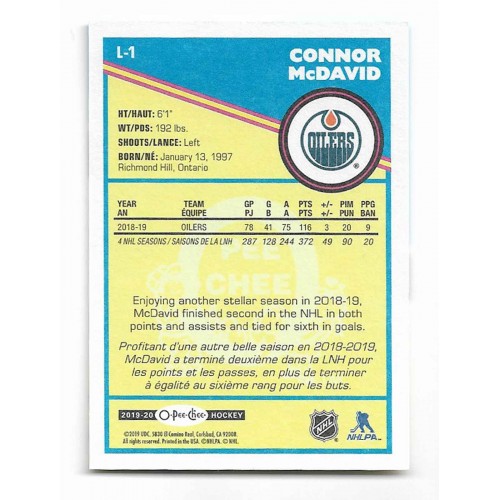 2019-20 O-Pee-Chee In Action # L-1 Connor McDavid