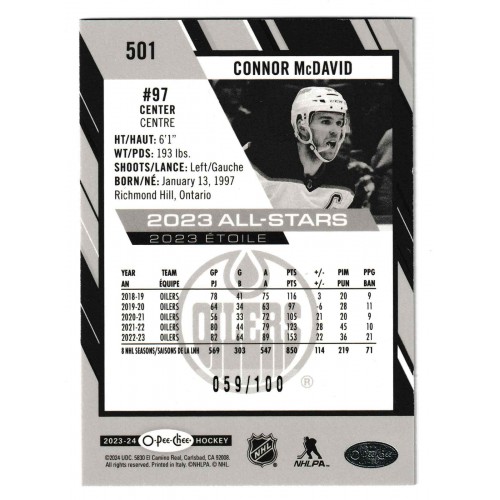 2023-24 O-Pee-Chee Black # 501 Connor McDavid /100