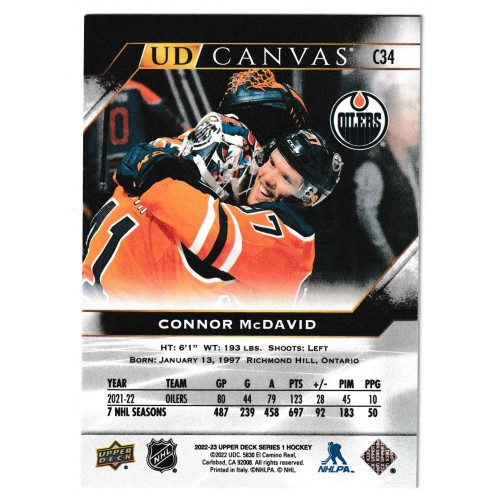 2022-23 Upper Deck Canvas Black & White # C34 Connor McDavid
