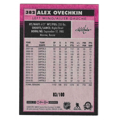 2020-21 O-Pee-Chee Retro Black # 382 Alex Ovechkin /100