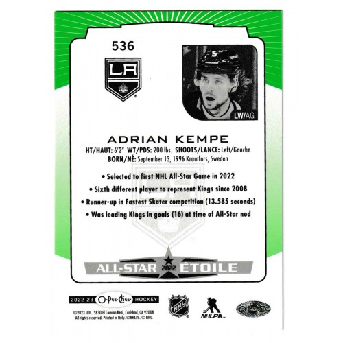 2022-23 O-Pee-Chee Rainbow Green # 536 Adrian Kempe /33