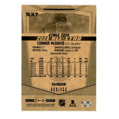 2024-25 O-Pee-Chee Rainbow  # 537 Connor McDavid /350