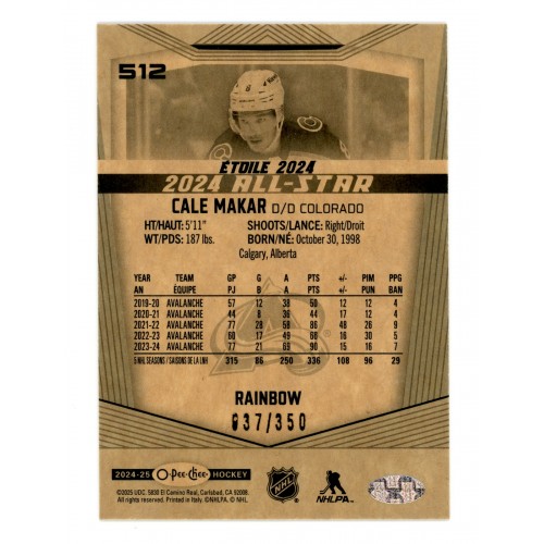 2024-25 O-Pee-Chee Rainbow  # 512 Cale Makar /350