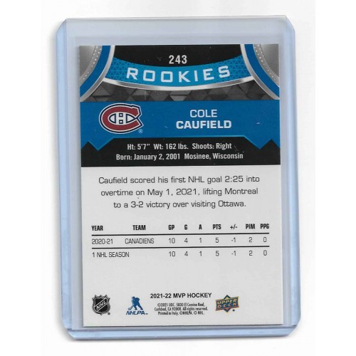 2021-22 Upper Deck MVP Blue # 243 Cole Caufield RC
