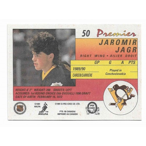 1990-91 O-Pee-Chee Premier # 50 Jaromir Jagr RC