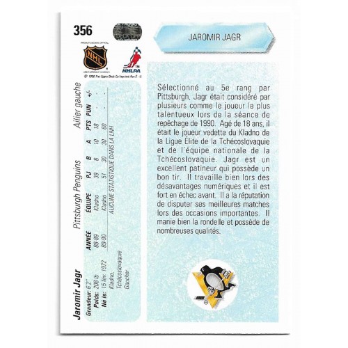 1990-91 Upper Deck Français # 356 Jaromir Jagr RC