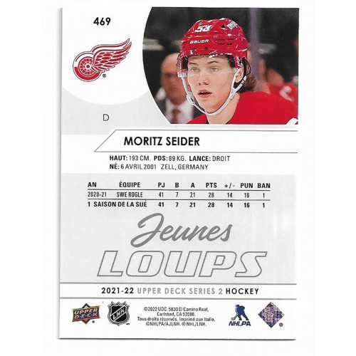 2021-22 Upper Deck Édition Française # 469 Moritz Seider RC