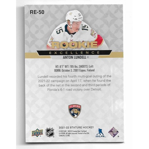 2021-22 Upper Deck Stature Rookie Excellence Green # RE-50 Anton Lundell RC /125