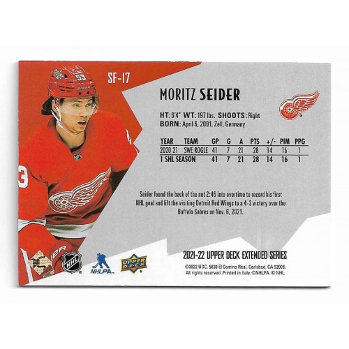 2021-22 Upper Deck Extended SPx Finite Radiance # SF-17 Moritz Seider RC