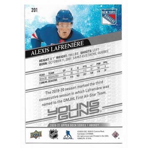 2021-22 Upper Deck Jumbo # 201 Alexis Lafrenière RC