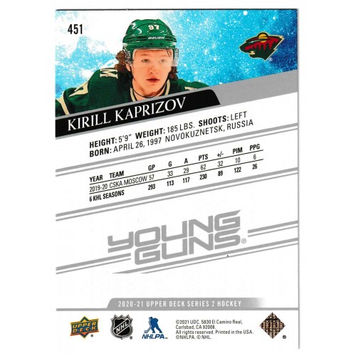 2020-21 Upper Deck # 451 Kirill Kaprizov RC