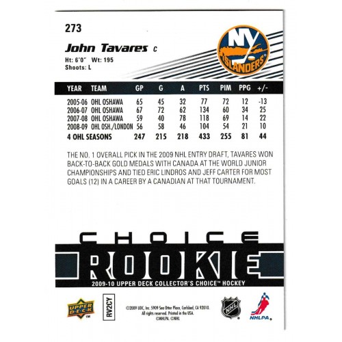 2009-10 Collector's Choice # 273 John Tavares RC