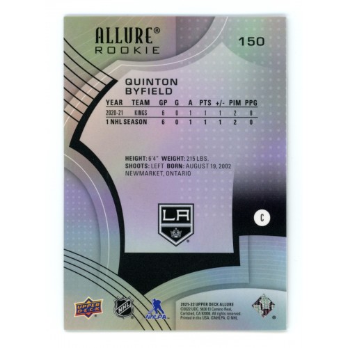 2021-22 Upper Deck Allure # 150 Quinton Byfield RC