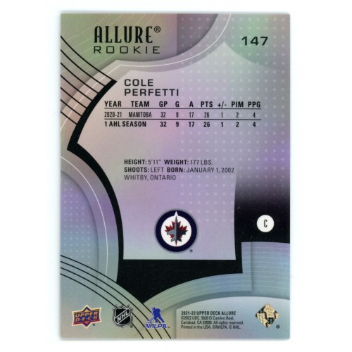 2021-22 Upper Deck Allure # 147 Cole Perfetti RC