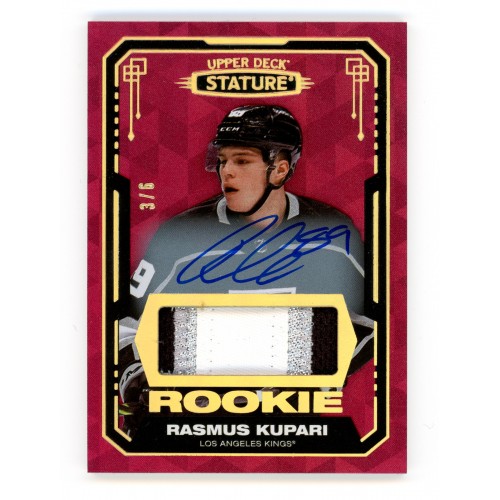 2021-22 Upper Deck Stature Base Design Variant Auto Material RED # 174 Rasmus Kupari RC /6