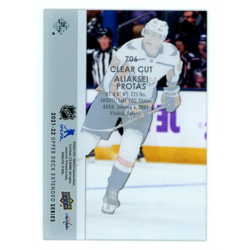 2021-22 Upper Deck Clear Cut # 706 Aliaksei Protas RC