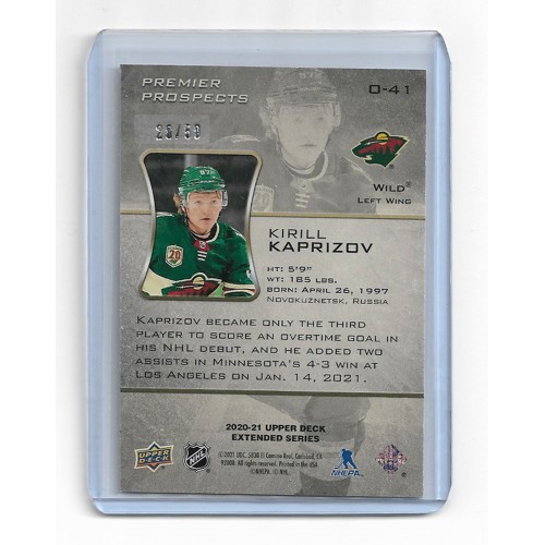 2020-21 Upper Deck Series 3 Ovation Standing Ovation # O-41 Kirill Kaprizov /50