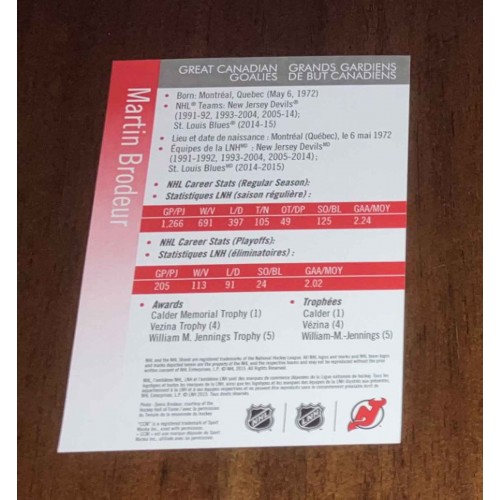 2015 Poste Canada Martin Brodeur Timbre