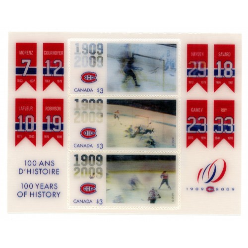 2009 Poste Canada Feuillet Souvenir Canadiens de Montréal 100 Ans D'Histoire