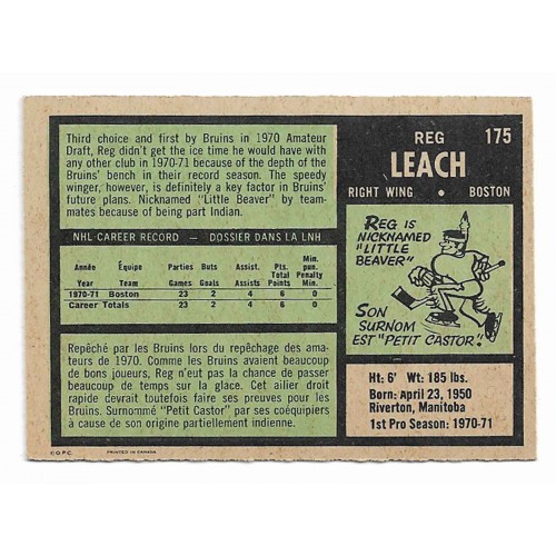 1971-72 O-Pee-Chee # 175 Reggie Leach RC 1971-72 O-Pee-Chee # 175 Reggie Leach RC