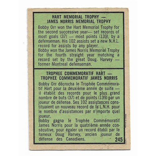 1971-72 O-Pee-Chee # 245 Bobby Orr Norris / Hart Récipiendaire