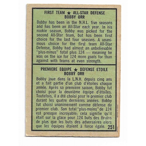 1971-72 O-Pee-Chee # 251 Bobby Orr AS 1971-72 O-Pee-Chee # 251 Bobby Orr AS