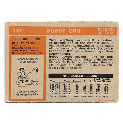 1972-73 O-Pee-Chee # 129 Bobby Orr